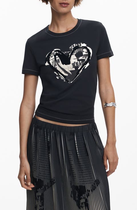 Heart Cotton Graphic T-Shirt