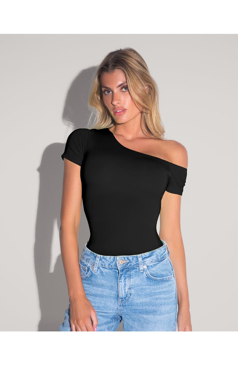TA3 Mega Sculpting One-Shoulder Short Sleeve Top, Main, color, Black