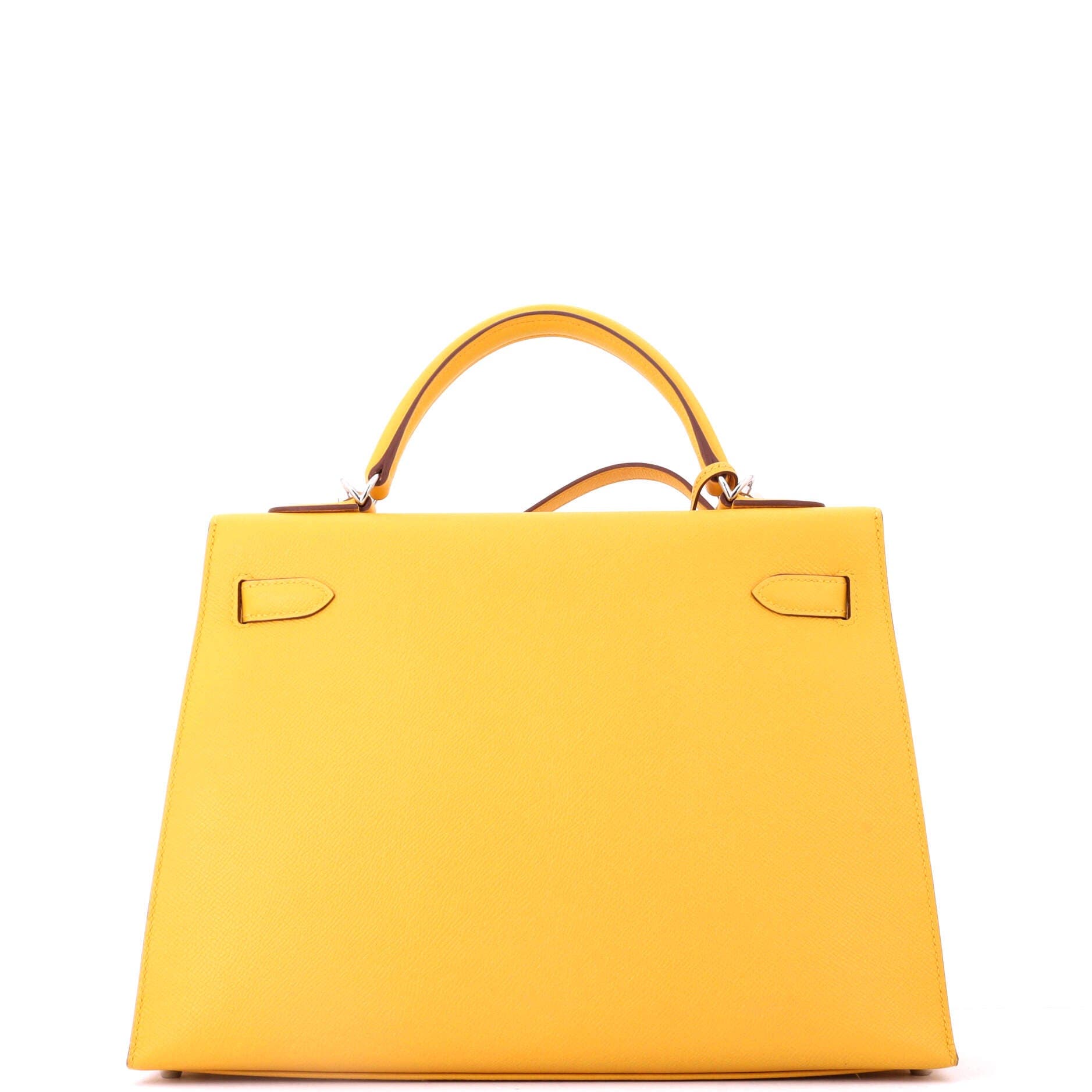 Pre-Owned Hermes Kelly Handbag Yellow Epsom with Palladium Hardware 32, Alternate, color, Soleil