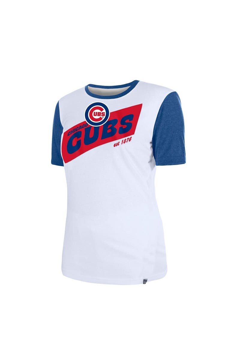 New Era Women's New Era White Chicago Cubs Colorblock T-Shirt, Alternate, color, 