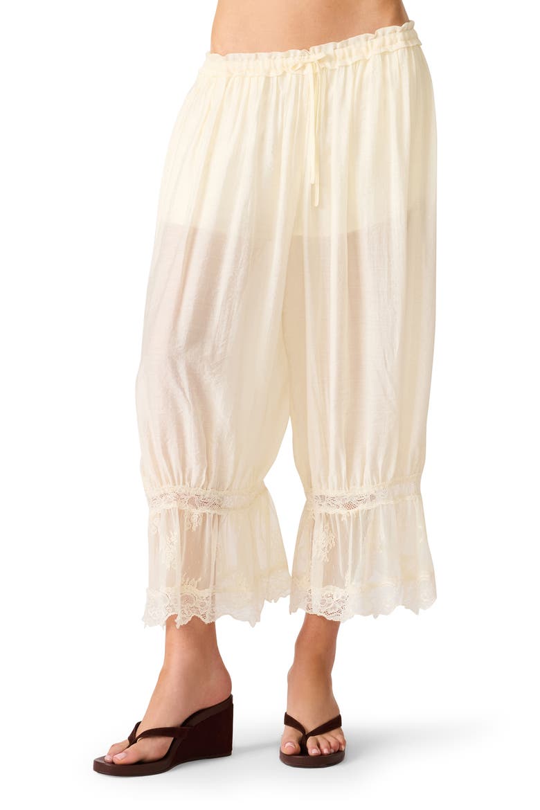Easten Lace Detail Drawstring Pants, Main, color, CREAM