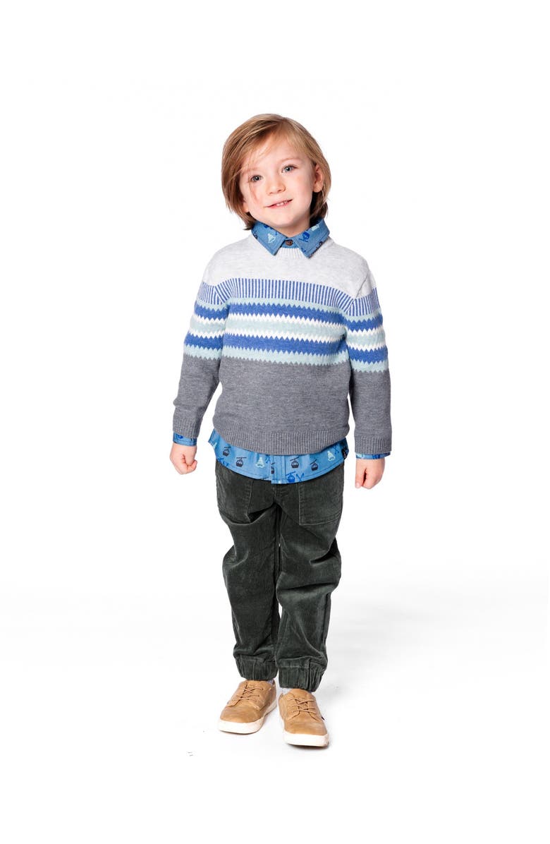 Deux par Deux Knitted Jacquard Sweater, Main, color, Dark Gray