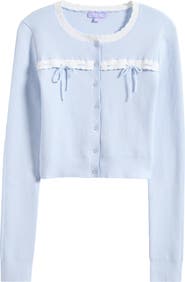 Florence by Mills Baby Bow Rib Knit Button Front Crop Cardigan