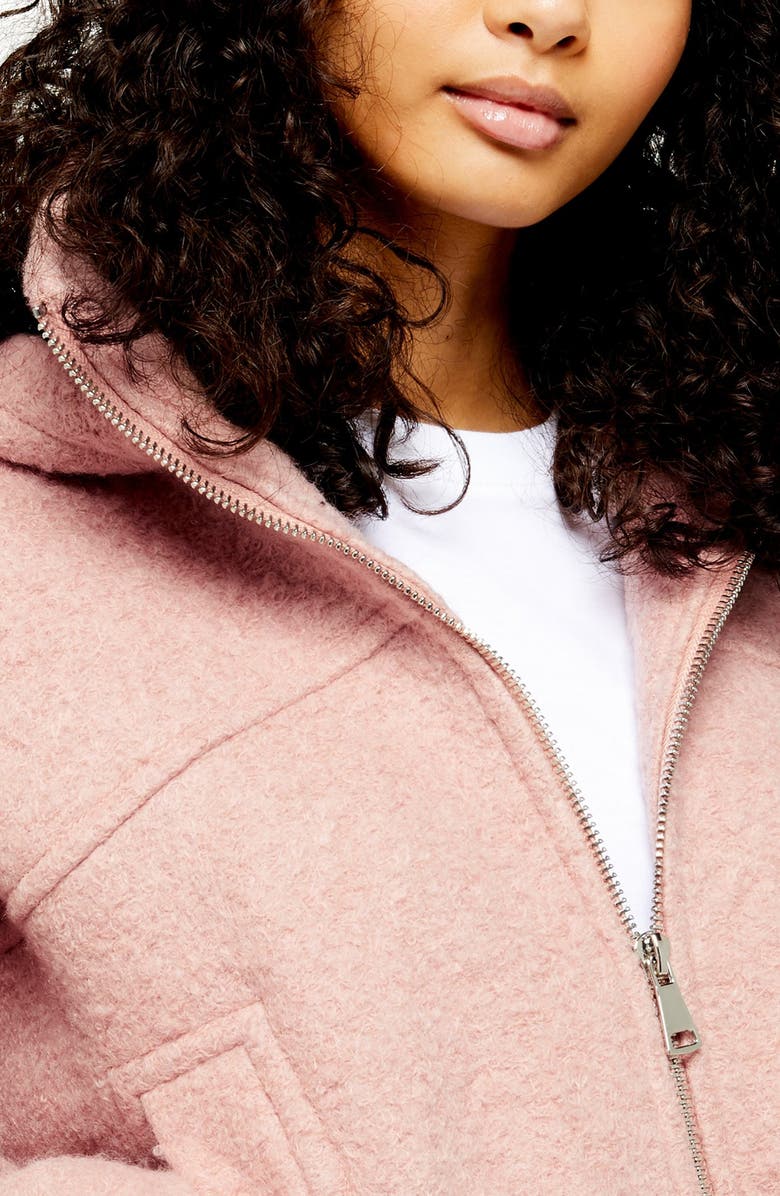 Topshop Miller Wool Blend Hooded Jacket, Alternate, color, 