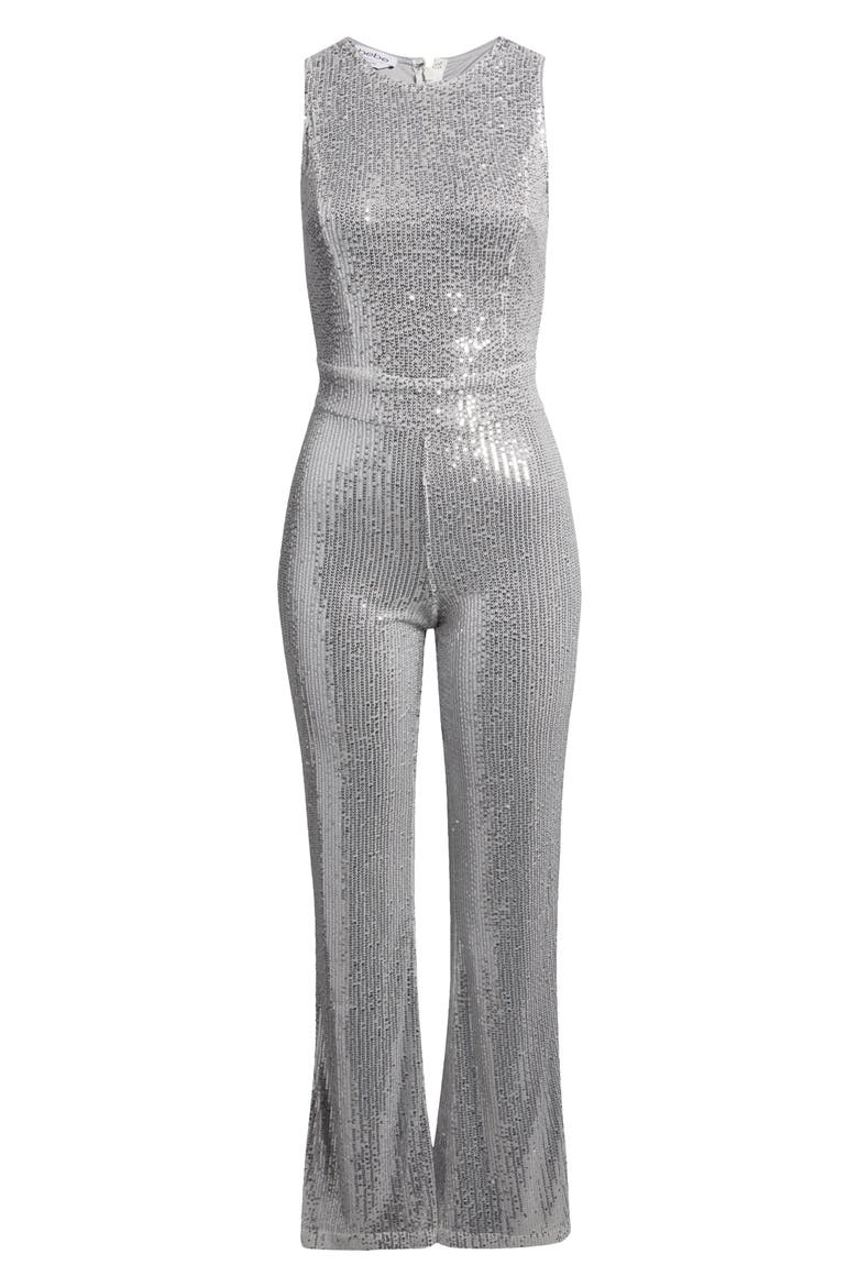 Sequin Straight Leg Jumpsuit, Alternate, color, SILVER