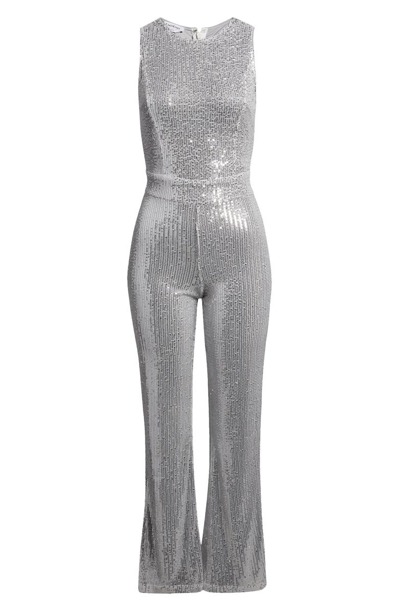 bebe Sequin Straight Leg Jumpsuit, Alternate, color, 