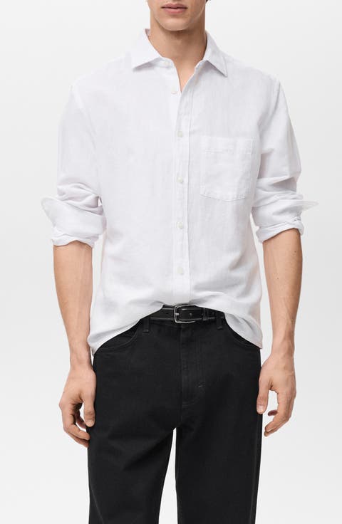 Classic Fit Linen & Cotton Button-Up Shirt