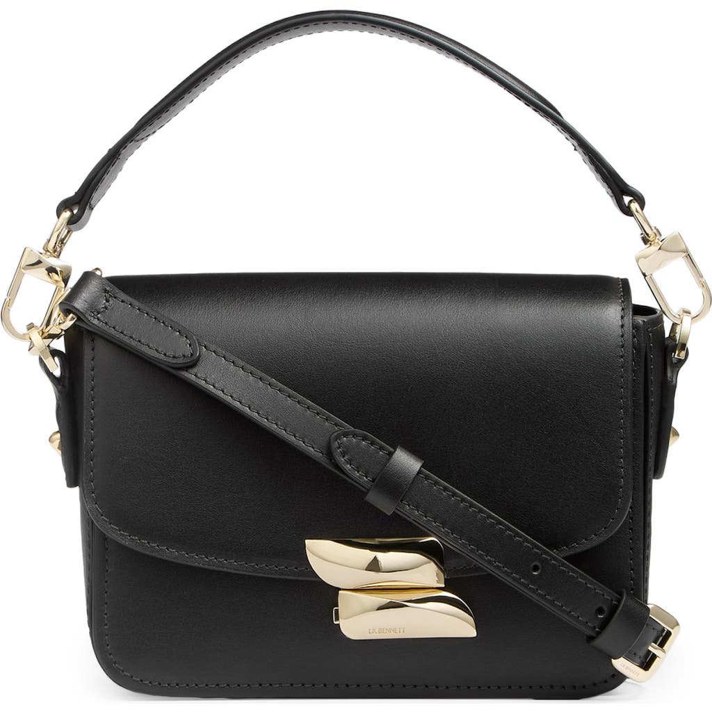 Lk Bennett Frankie Core Leather Crossbody Bag In Black