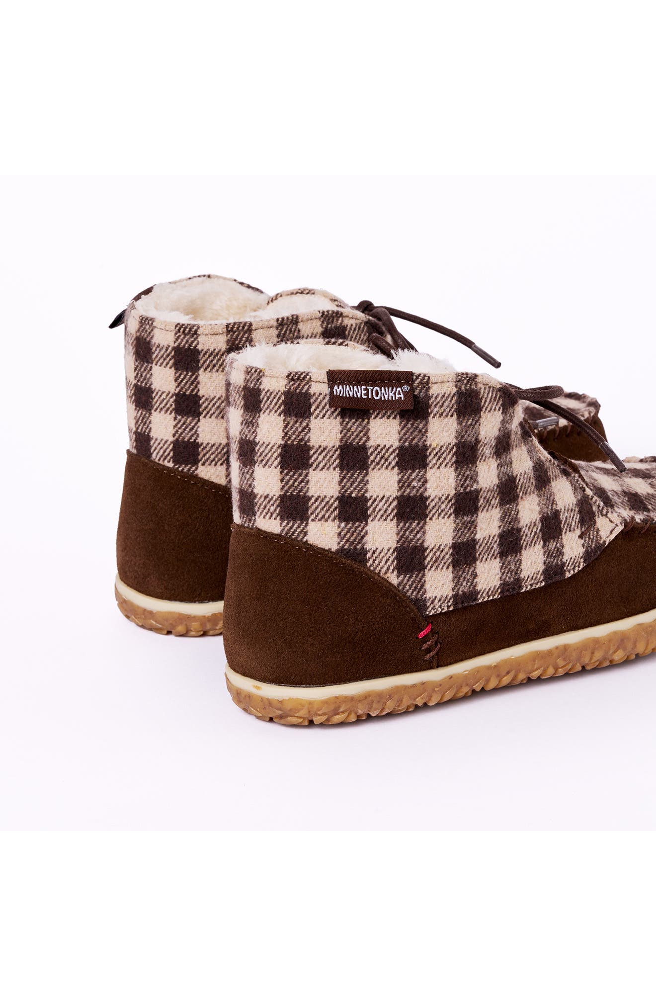 Torrey Faux Shearling Lined Bootie, Alternate, color, BROWN GINGHAM PLAID