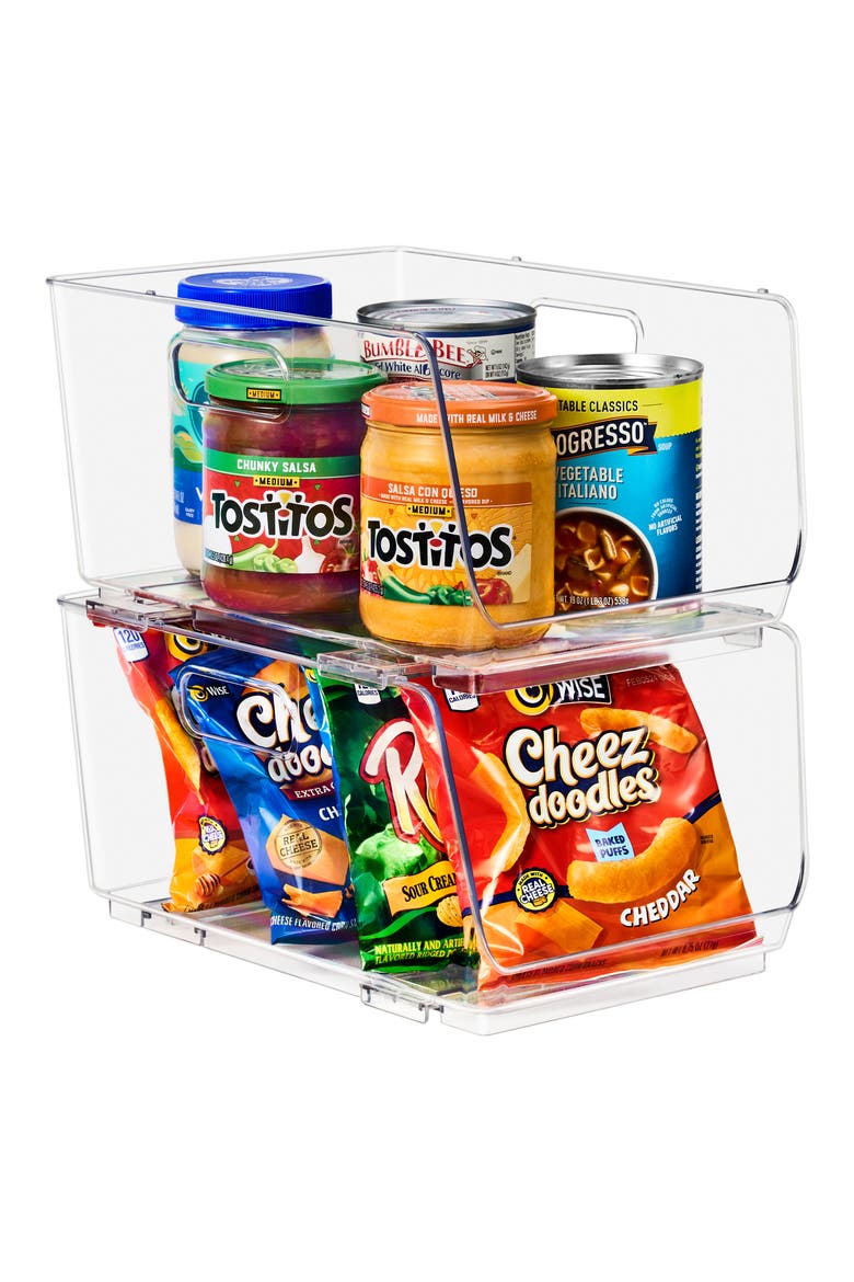 Set of 2 Stackable Open Front Storage Bins, Alternate, color, NO COLOR