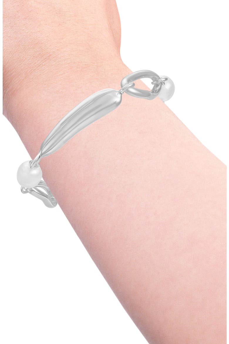 Faux Pearl Nugget Toggle Bracelet, Alternate, color, SILVERTONE