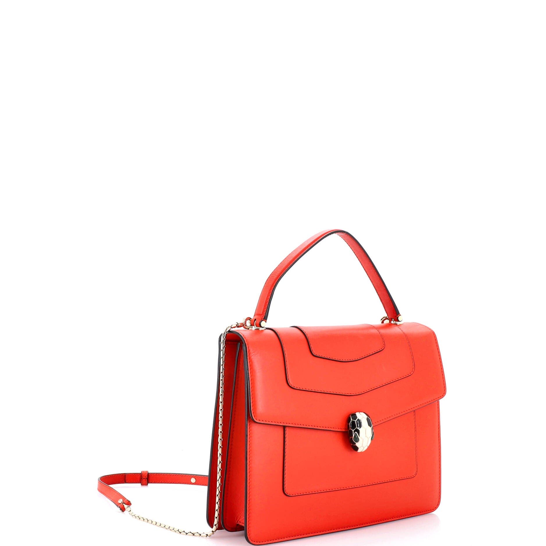 Serpenti Forever Top Handle Bag Leather Medium, Alternate, color, Red