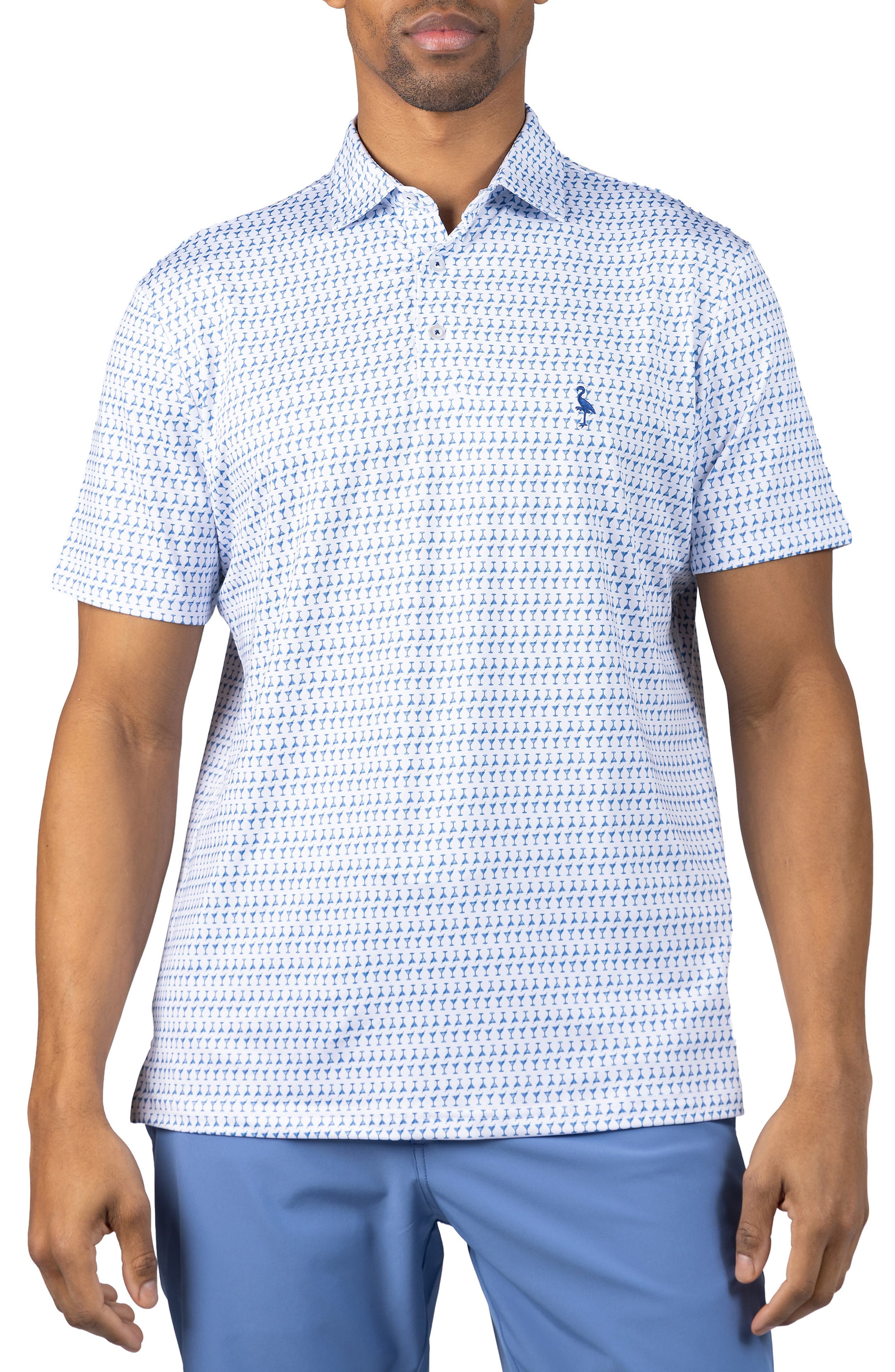 TailorByrd Martini Glass Print Performance Polo