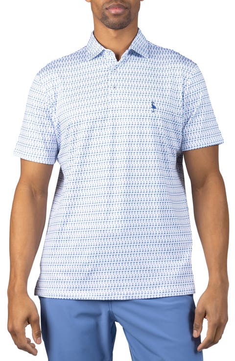 Martini Glass Print Performance Polo