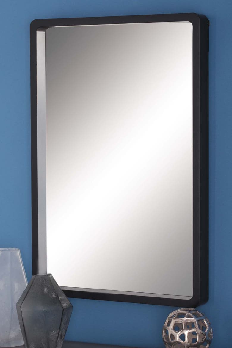 Black Wood Contemporary Wall Mirror, Alternate, color, BLACK