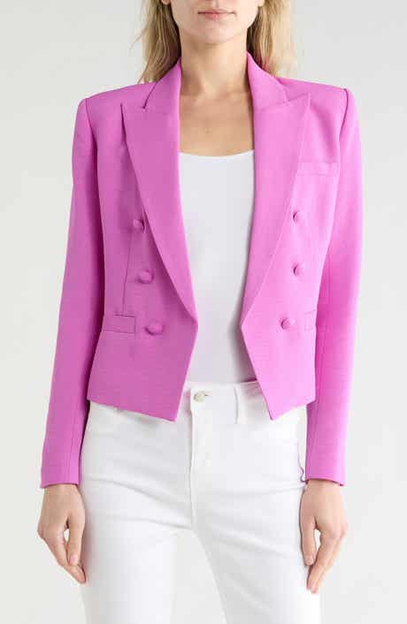 L'AGENCE Brooke Texture Double Breasted Crop Blazer