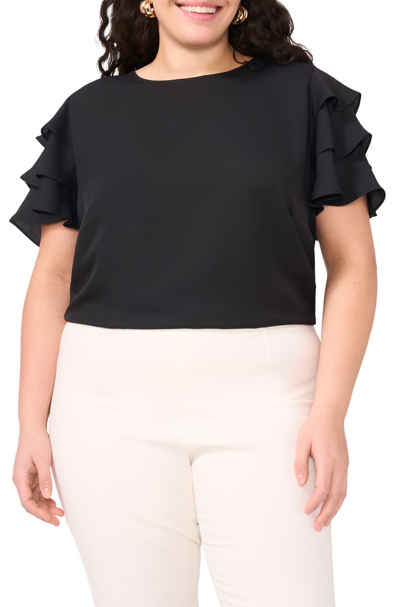 Vince Camuto Tiered Ruffle Sleeve Top, Main, color, 