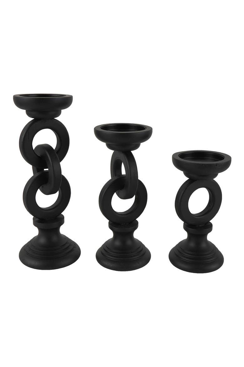 Set of 3 Candleholders, Alternate, color, BLACK