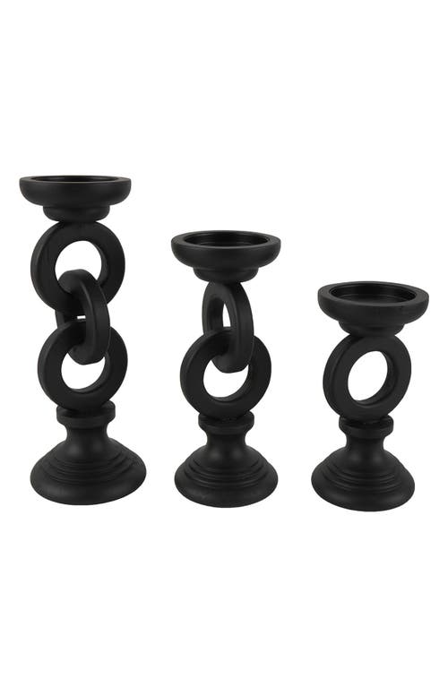 Vivian Lune Home Set Of 3 Candleholders In Black