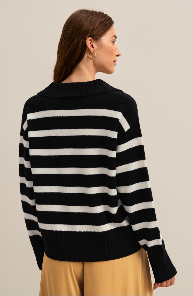 Lilysilk The Gilly Stripe Sweater, Alternate, color, Black