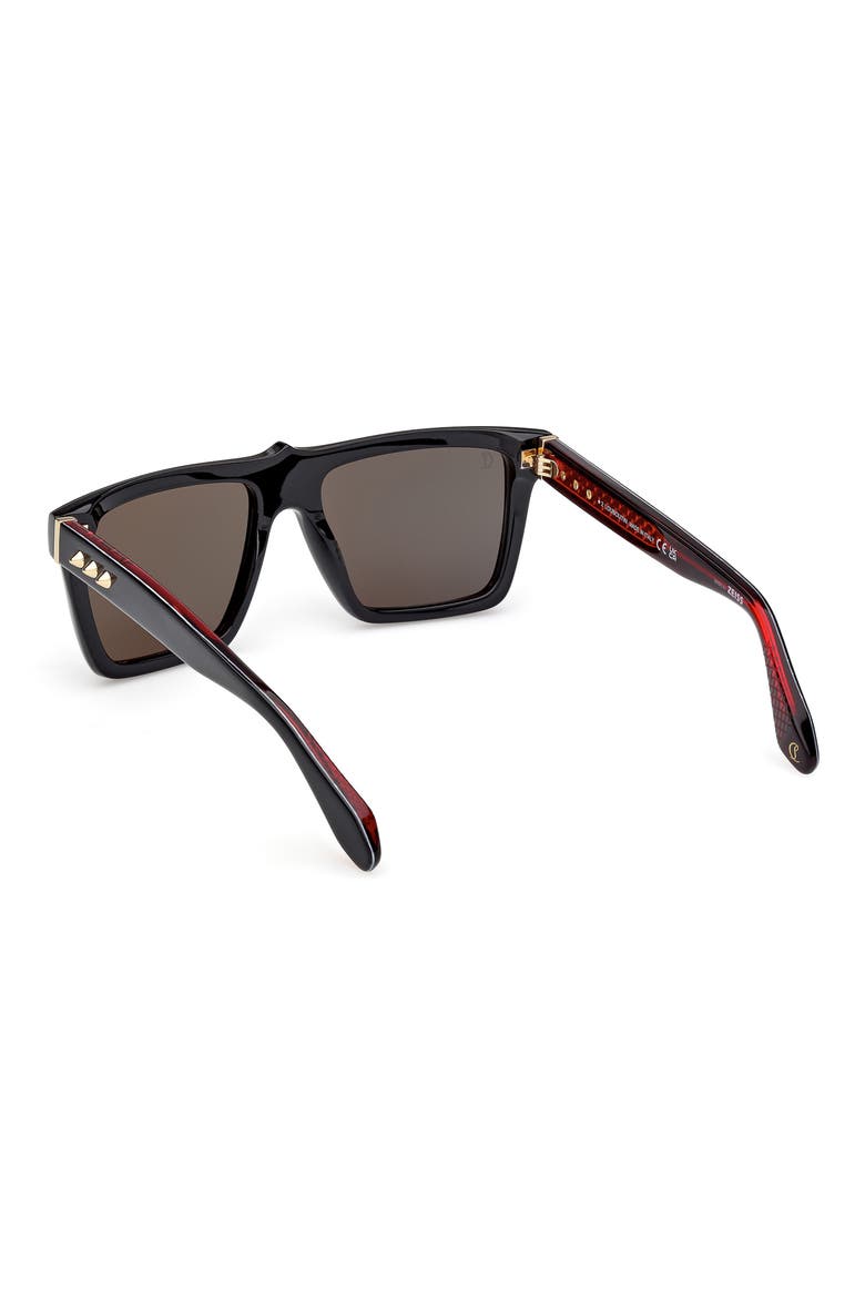 56mm Square Sunglasses, Alternate, color, BLACK / GOLD / ZEISS SMOKE