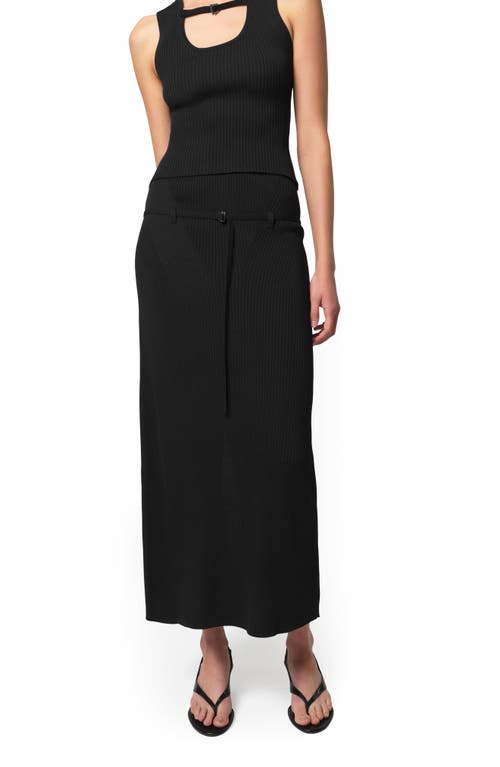 Apparis Judd Belted Rib Maxi Skirt In Noir