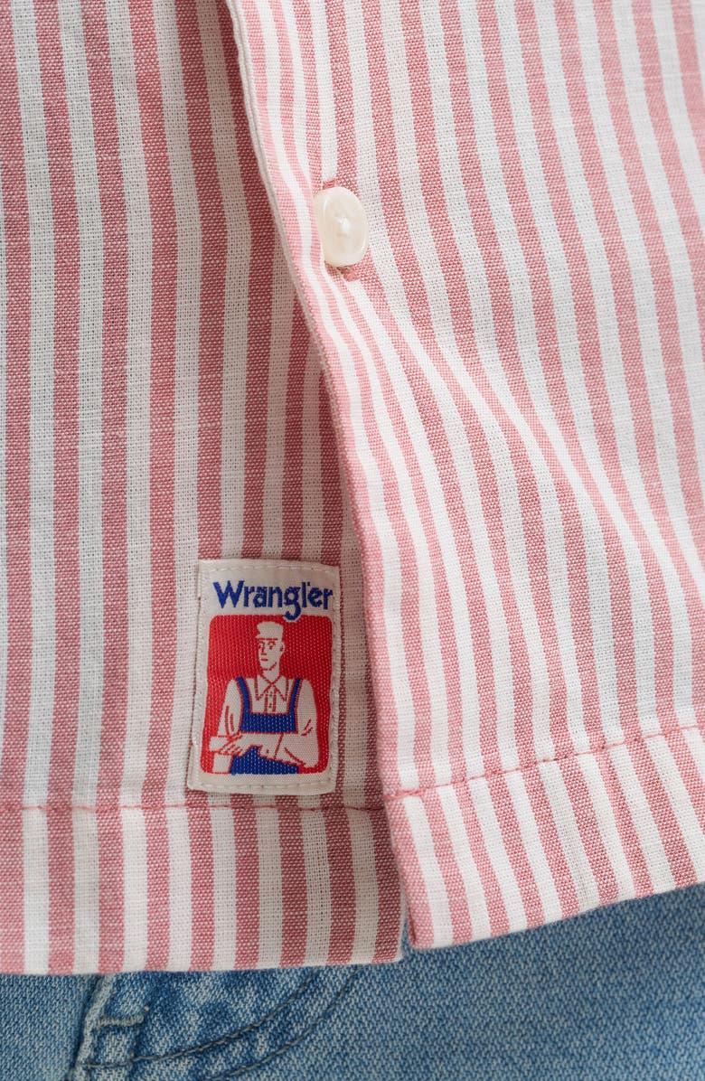 Wrangler Stripe Graphic Camp Shirt, Alternate, color, Dustry Rose
