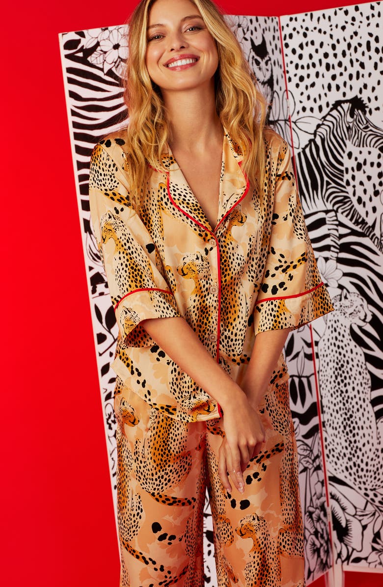 Room Service Pjs Pajama Top, Alternate, color, Tan Flora