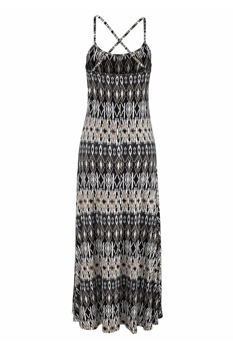 Crossed Strap Maxi Dress, Alternate, color, Black & Cream