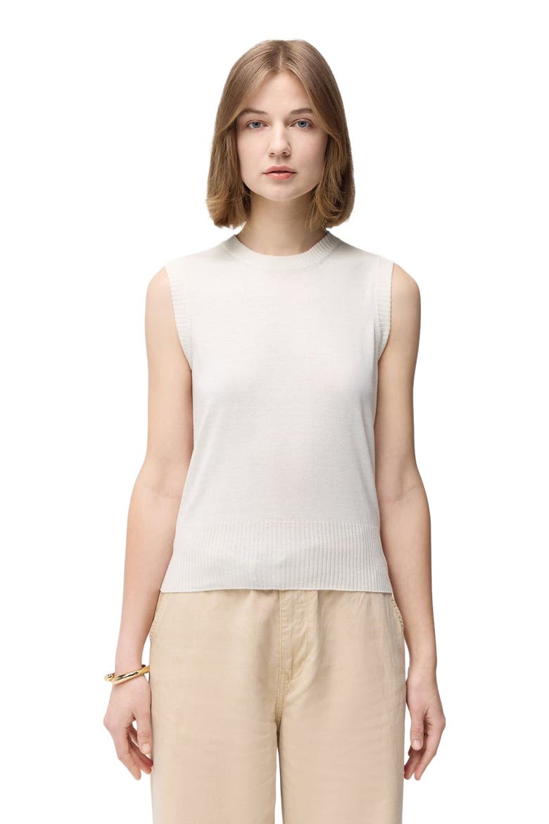 Cashmere Silk Sleeveless Top, Main, color, whisper white