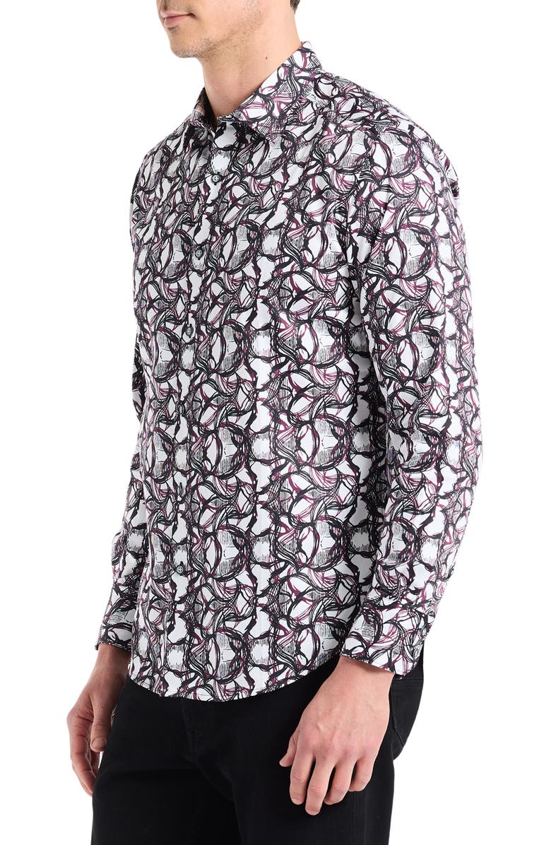 Robert Graham Gifford Cotton Button-Up Shirt, Alternate, color, Burgundy