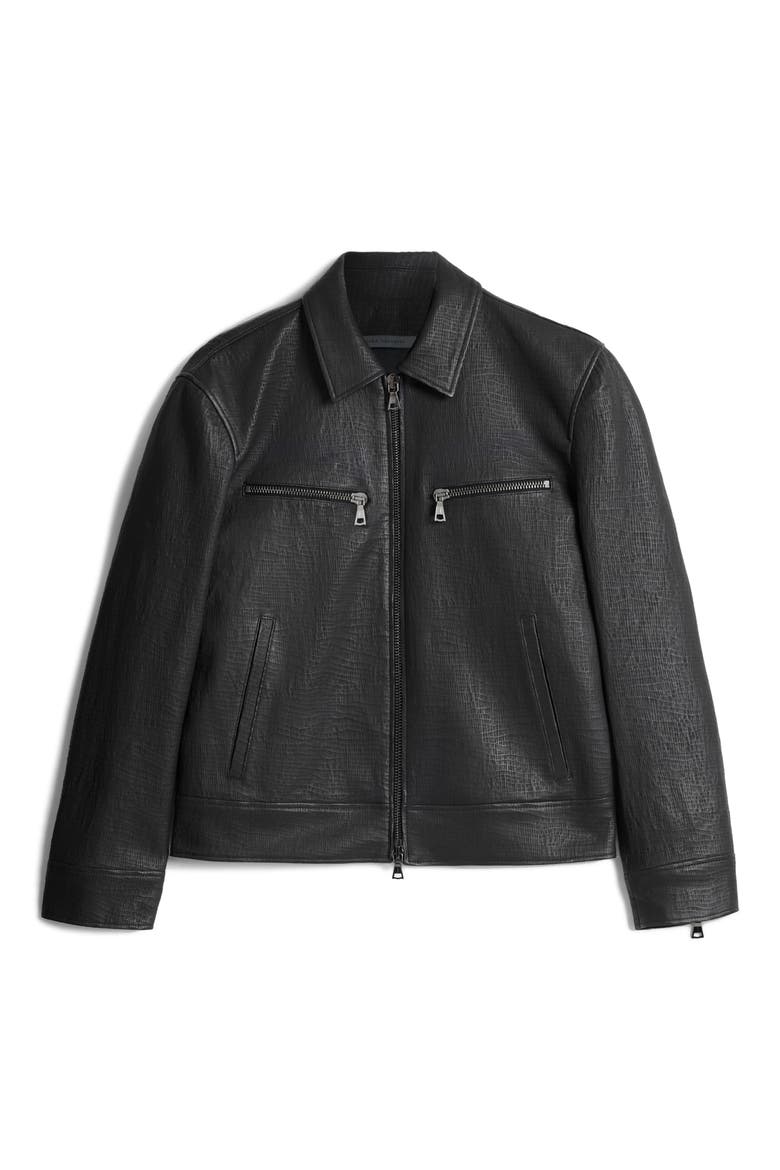 Tilden Embossed Leather Jacket, Alternate, color, STEEL GREY