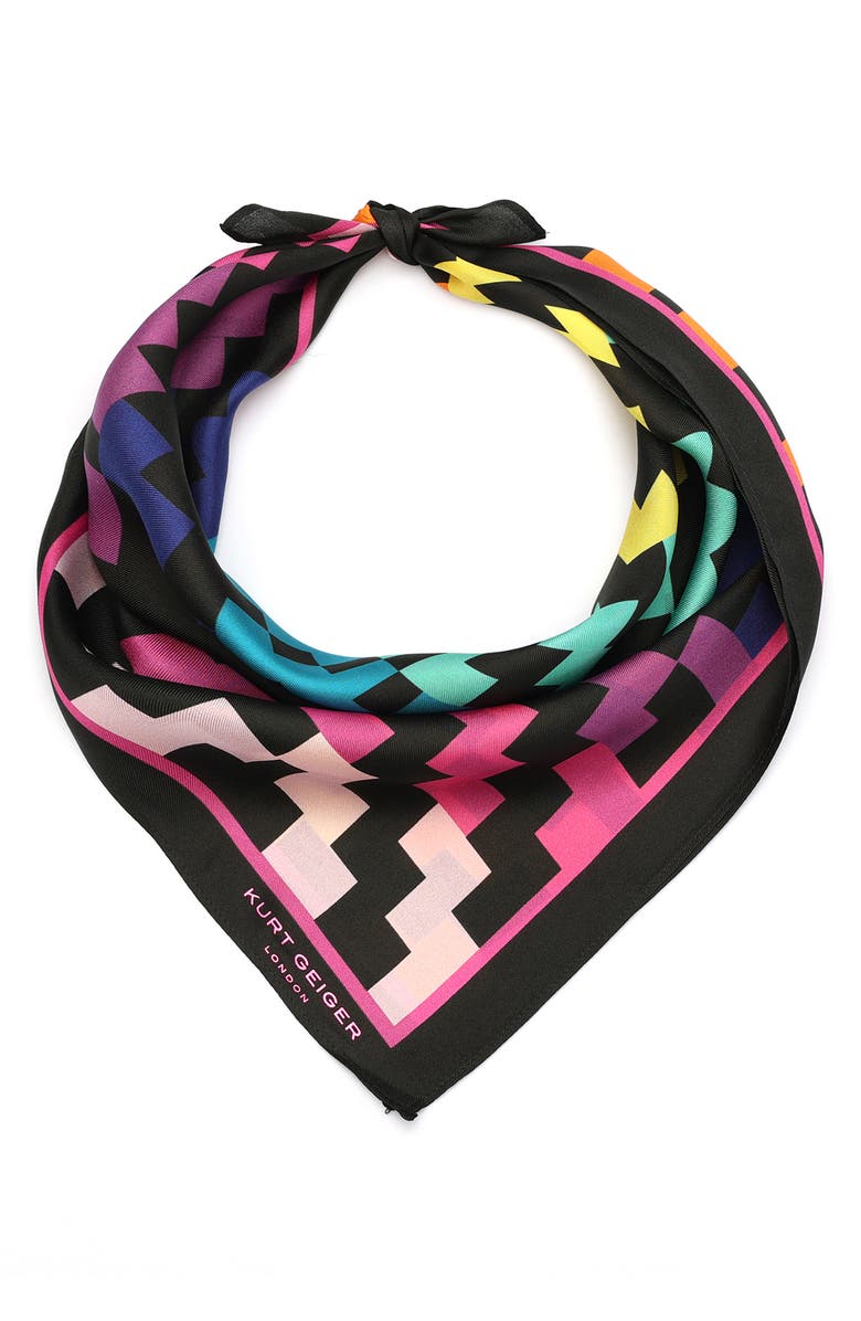 Kurt Geiger London Rainbow Silk Square Bandana, Main, color,