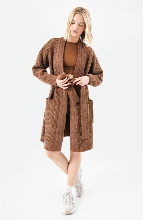 Sunday Citizen Snug Rib Cardigan Robe In Brown