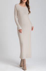 Pietro Brunelli Long Sleeve Mixed Stitch Maternity Midi Sweater Dress