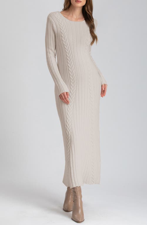 Pietro Brunelli Long Sleeve Mixed Stitch Maternity Midi Sweater Dress In Nude