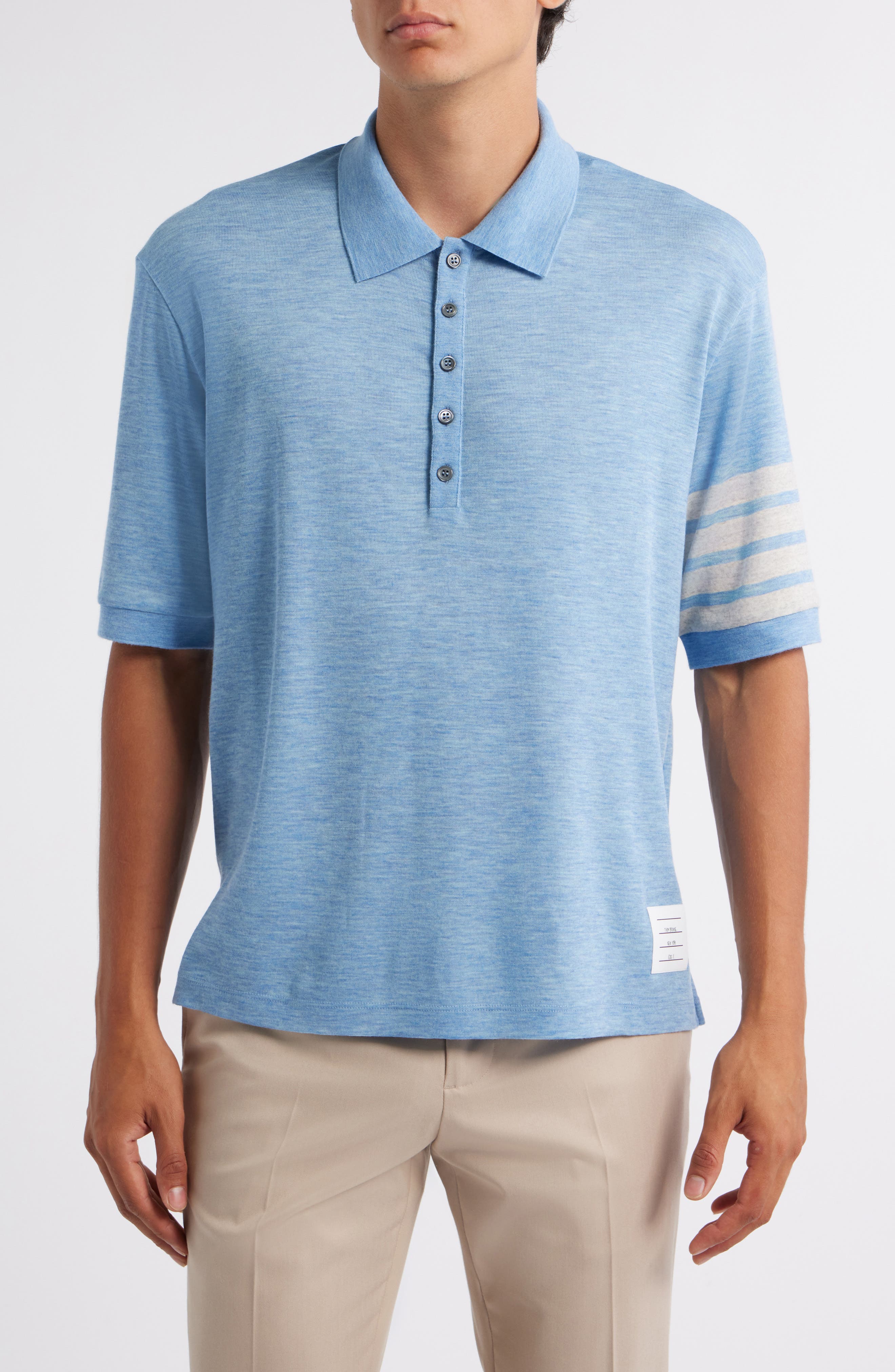4-Bar Virgin Wool Jersey Polo - image 3