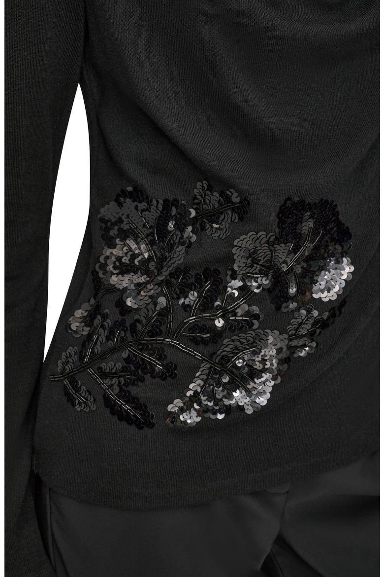 Sequin Cowl Neck Top, Alternate, color, BLACK