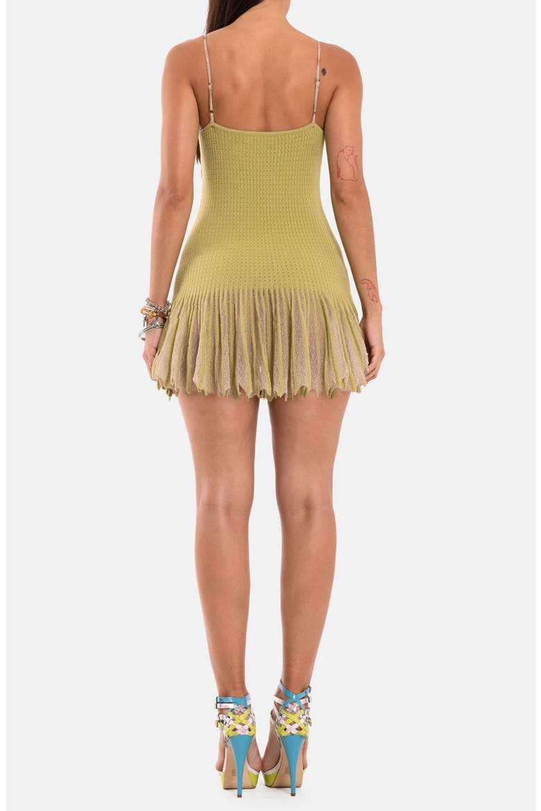 Pleated Knit Dress, Alternate, color, GREEN