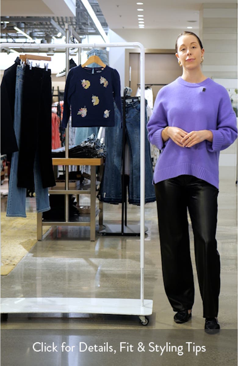 Kids' Unicorn Embroidered Long Sleeve Cotton Graphic T-Shirt, sales video thumbnail