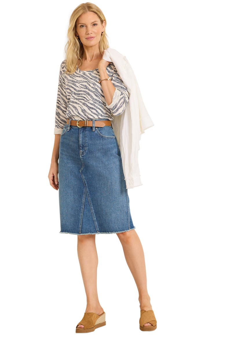 Fray Hem Denim Skirt, Alternate, color, TIDAL WASH