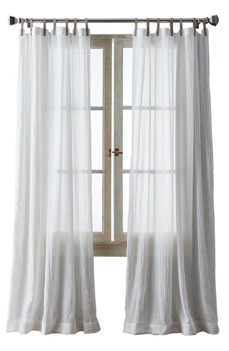 DKNY City Breeze Set of 2 Faux Leather Tab Curtain Panels, Main, color, White