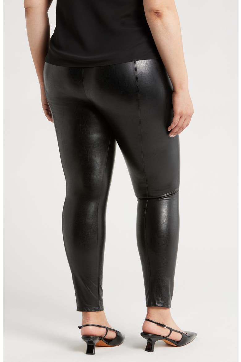 'Lyssentials Textured Faux Leather Leggings, Alternate, color, KOHL BLACK