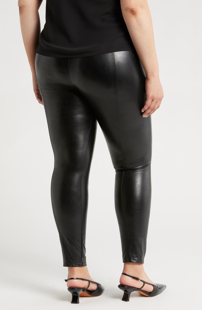 Lysse 'Lyssentials Textured Faux Leather Leggings, Alternate, color, Kohl Black