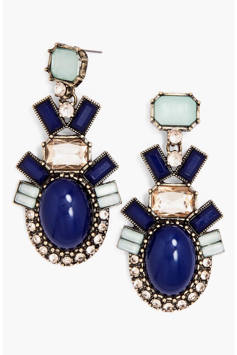 'Contrast Galactic' Statement Earrings, Main, color, BLUE MUTI/ GOLD