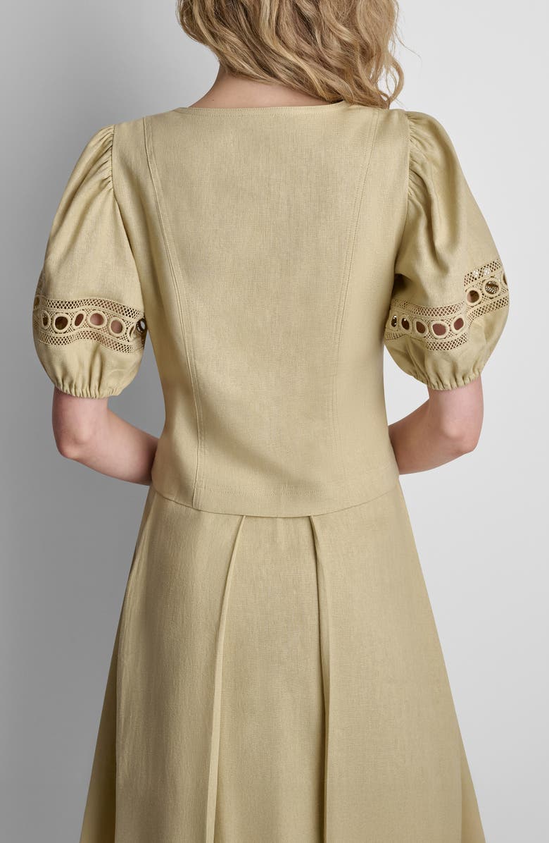 DKNY Loop Lace Puff Sleeve Top, Alternate, color, Mojave Desert