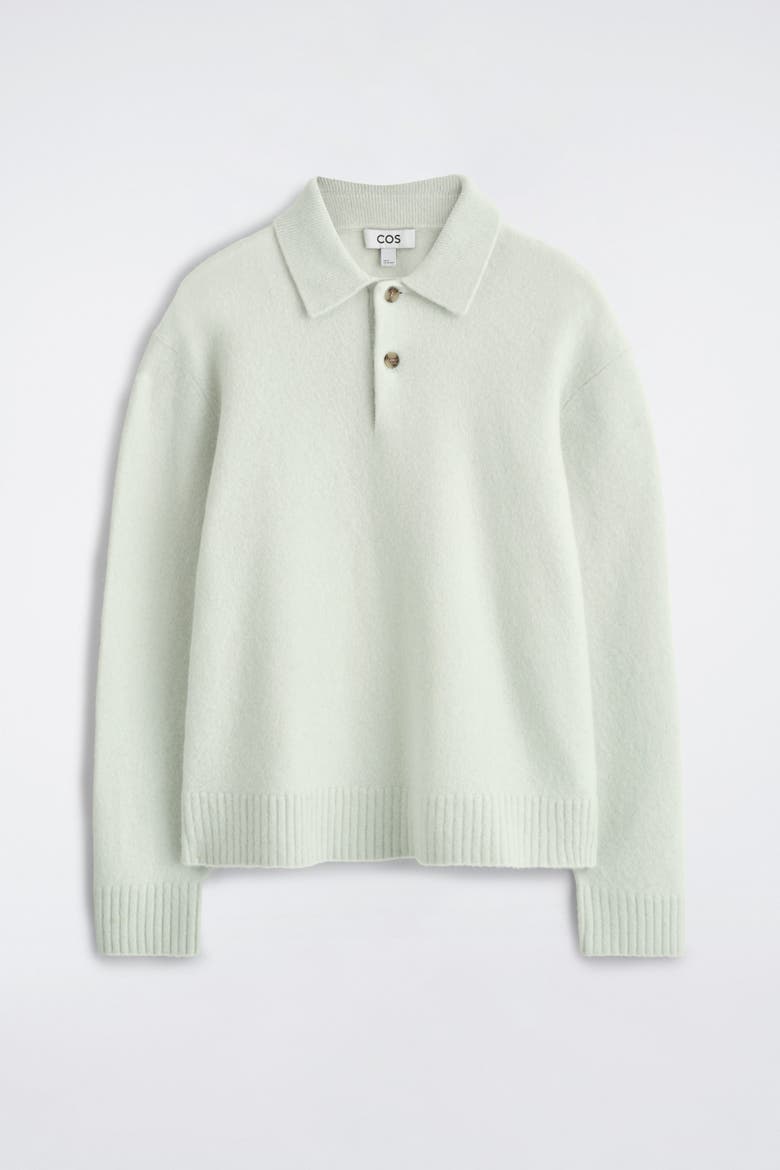 Brushed-Wool Polo Shirt, Alternate, color, ICE BLUE