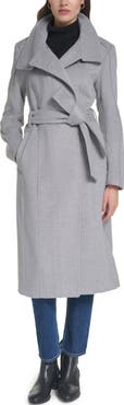 Cole Haan Slick Asymmetric Zip Wool Blend Coat