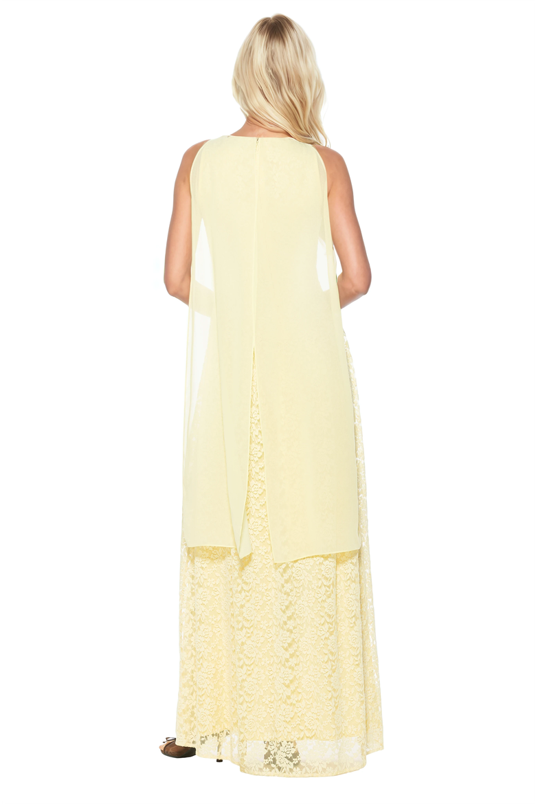 Marin Draped Bodice Dropped Waist Gown, Alternate, color, Butter Yellow