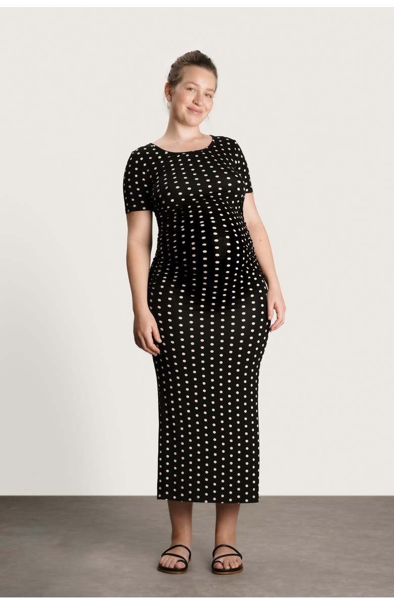 Nom Maternity Hugo Maxi Dress, Main, color, Polka Dot Black